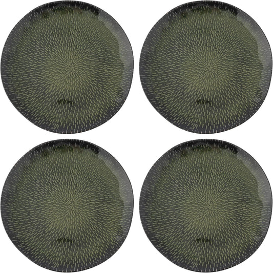 Karma, 10.75 inches Melamine Dinner Plates Set of 4, Reusable Dishwasher Safe Plates for Outdoor and Indoor, Evergreen