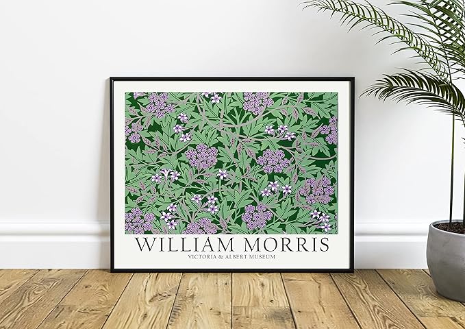 William Morris Purple Flowers Wall Art Poster Prints, Famous Artist Patterns, Vintage Flowers Decor Artwork, Tapestry Historic Cultural Illustrations Fine Art, Colorful for Living Room, Bedroom,