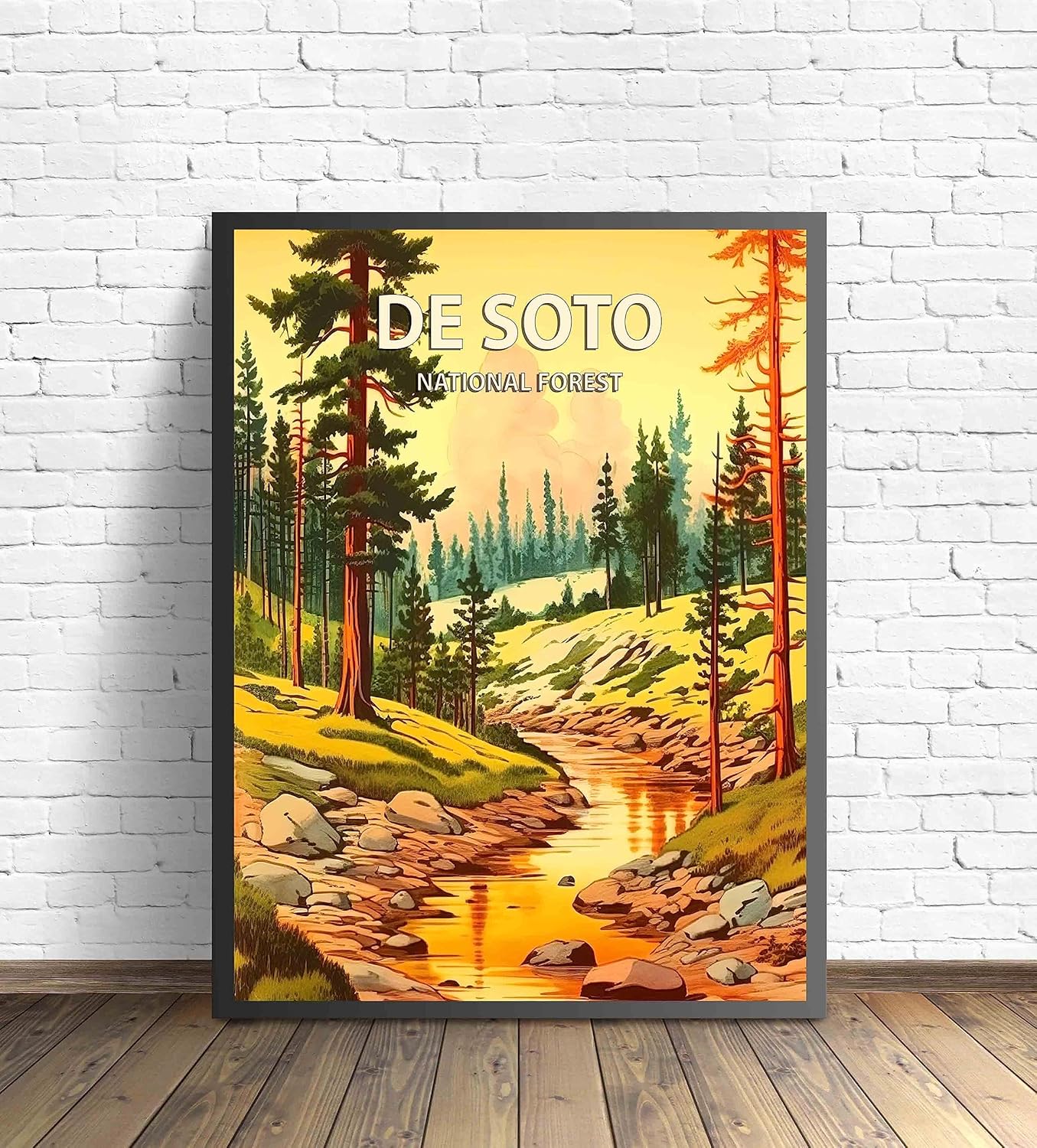 De Soto National Forest Poster Art Print Retro Mountain Wall Art Poster Vintage Decor Nature Recreation Wilderness Wildlife Decoration, Outdoor Adventure Scenic Beauty Artwork. (De Soto National