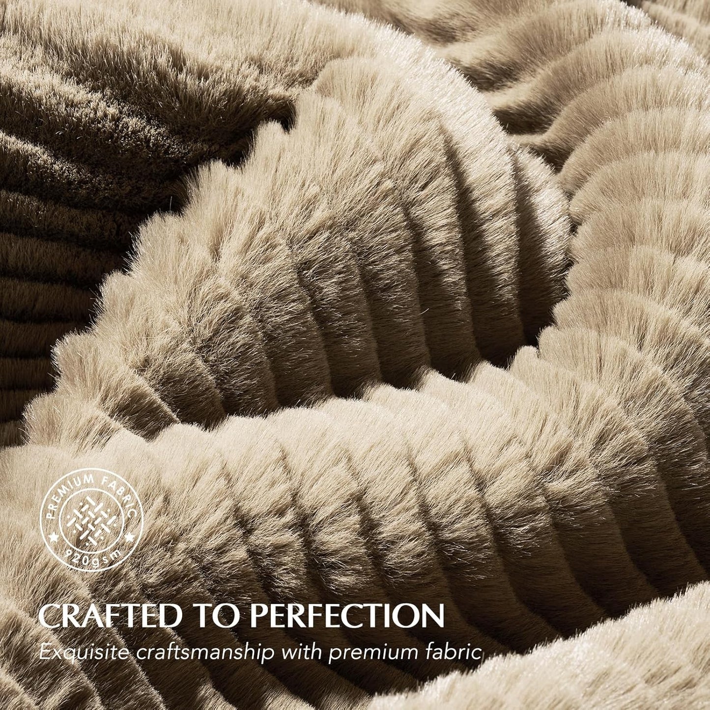 EVERGRACEHOME Ultra Soft Faux Fur Throw Blanket for Couch, Luxury Sculpted Texture Faux Rabbit Fur Blanket for Bed, Fluffy Thick Plush Warm Fuzzy Throw, 920GSM (Natural Tan, 50''x60'')