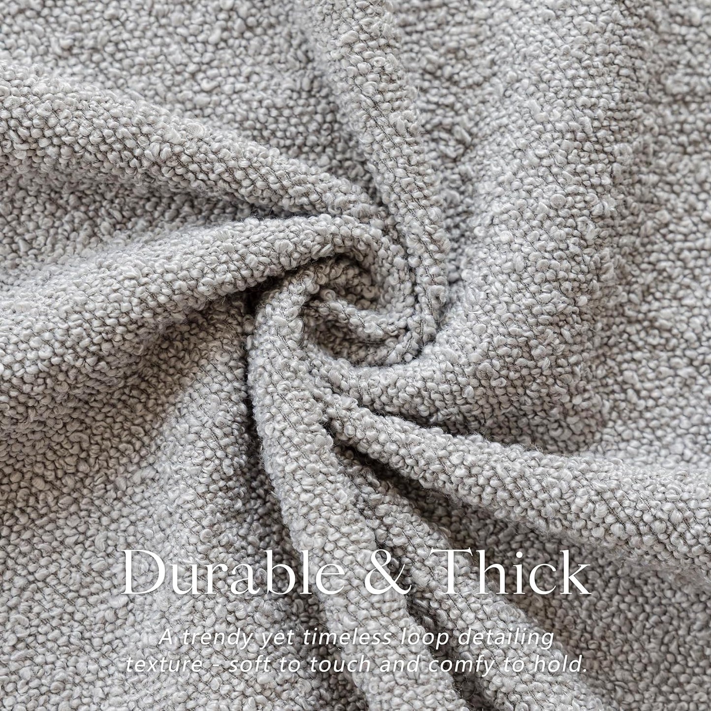 Foindtower Pack of 2 Textured Boucle Throw Pillow Covers Accent Solid Decorative Lumbar Pillow Cases Cozy Woven Couch Cushion Case for Sofa Bedroom Living Room Home Decor, 12 x 20 Inch,Neutral Grey