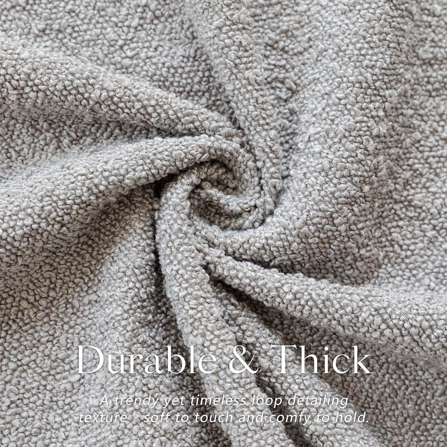 Foindtower Pack of 2 Textured Boucle Throw Pillow Covers Accent Solid Decorative Pillow Cases Cozy Woven Couch Cushion Case for Sofa Bedroom Living Room Home Decor, 18 x 18 Inch,Neutral Grey