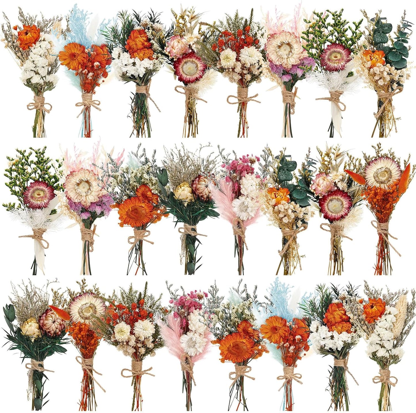 Layhit 24 Pcs Boho Dried Flower Bouquet Mini Wedding Handmade Dry Flowers Decor for Vase Crafts DIY Photo Boutonniere for Men Floral Plant for Bridesmaid Gift Birthday Decor (Gerbera Daisy)