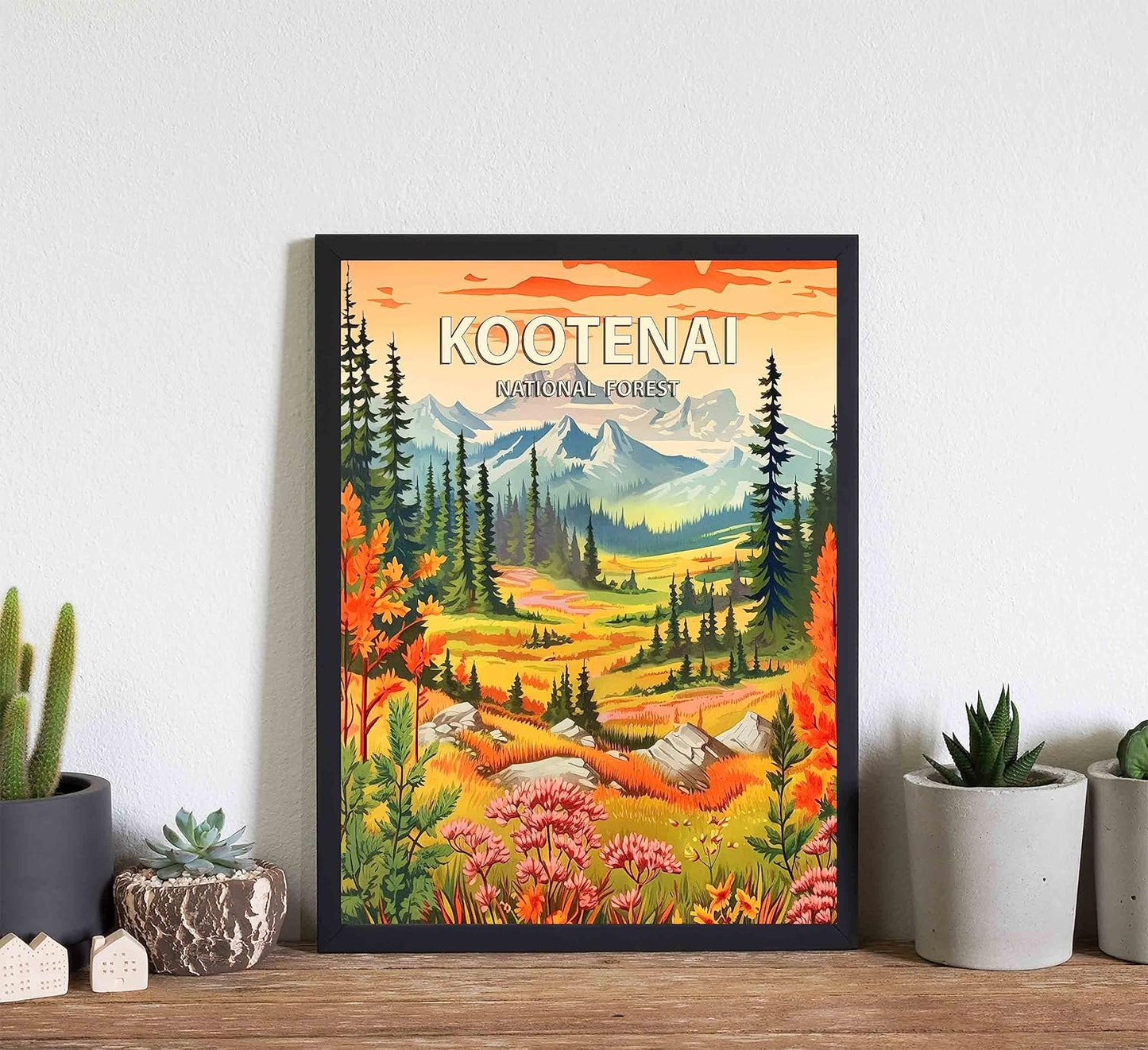 Kootenai National Forest Poster Art Print Retro Mountain Wall Art Poster Vintage Decor Nature Recreation Wilderness Wildlife Decoration, Outdoor Adventure Scenic Beauty Artwork. (Kootenai National