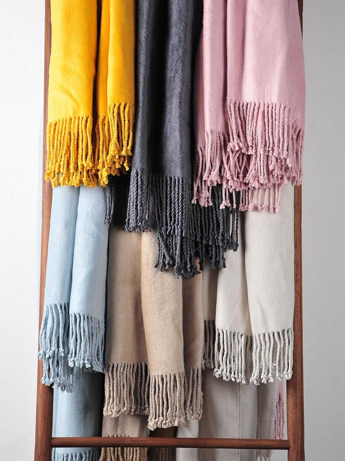 EP Mode Fringed Mulberry Silk Throw Blanket for Sofa (Rugby Tan)