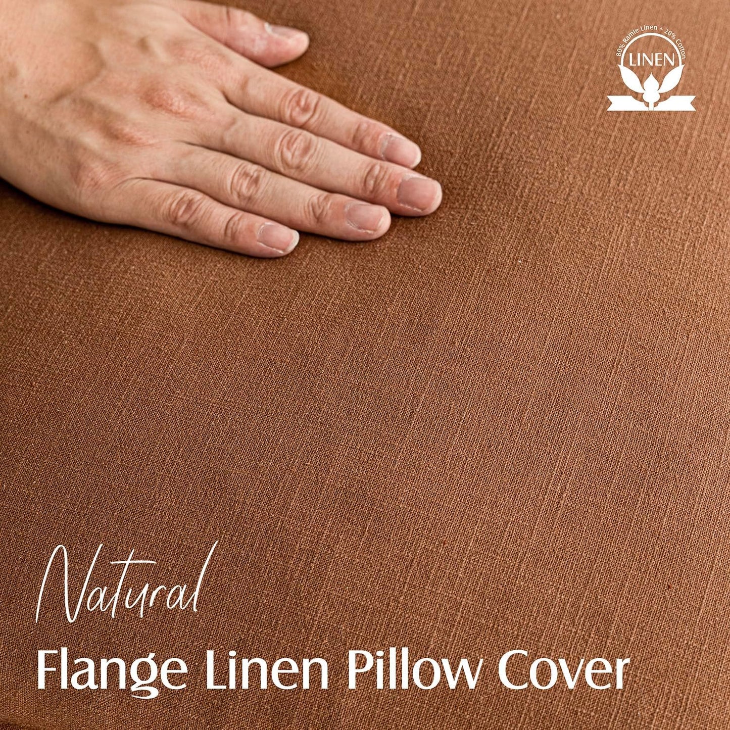 Foindtower Pack of 2, Decorative Linen Soild Throw Pillow Covers Neutral Farmhouse Pillowcase Soft Accent Lumbar Cushion Case for Couch Sofa Bedroom Living Room Home Decor Orange Brown 12 x 20 Inch