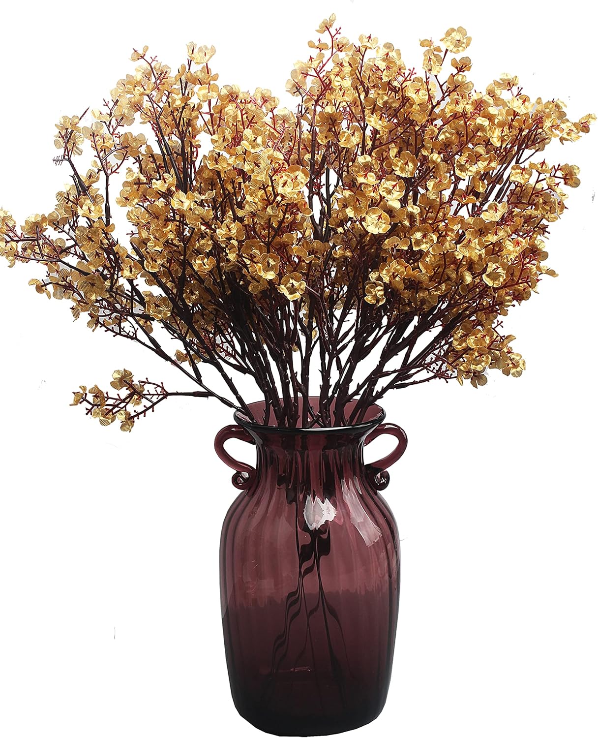 JAKY-Global Babys Breath Fabric Cloth Artificial Flowers 12 Bundle European Fake Silk Plants Decor Wedding Party Decoration Bouquets Real Touch DIY Home Garden (Gold 12pcs)