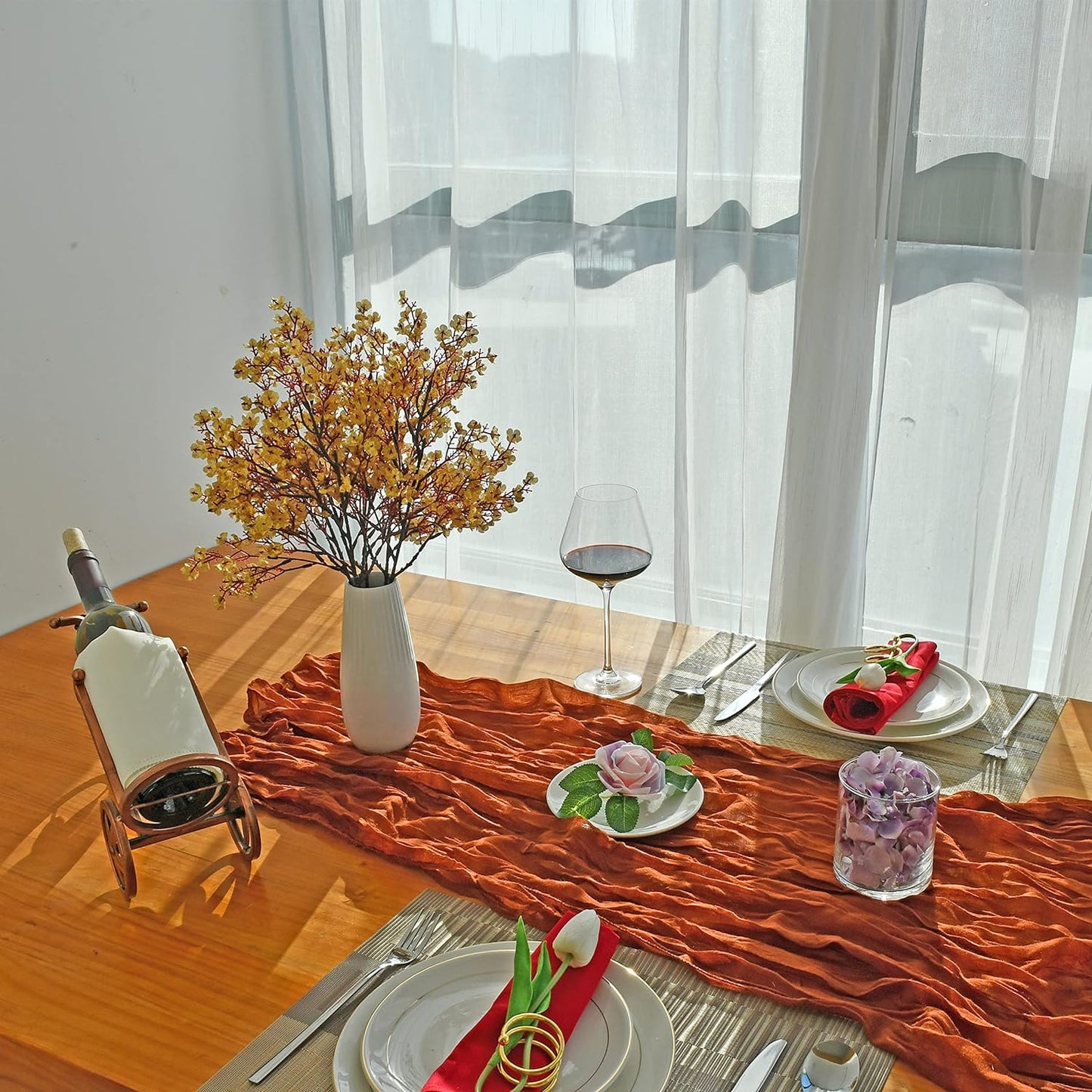 Mandy's Gold Artificial Baby’s Breath Flowers 6 Bundles Silk Gypsophila with Bendable Stems for Fall Centerpiece Wedding Decor and Table Arrangements