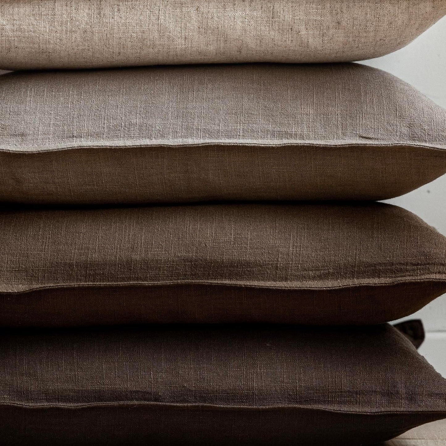 Foindtower Set of 2, Decorative Linen Soild Throw Pillow Covers Soft Accent Euro Cushion Case Farmhouse Neutral Pillowcase for Chair Couch Sofa Bedroom Living Room Home Decor 26 x 26 Inch Brown Tan