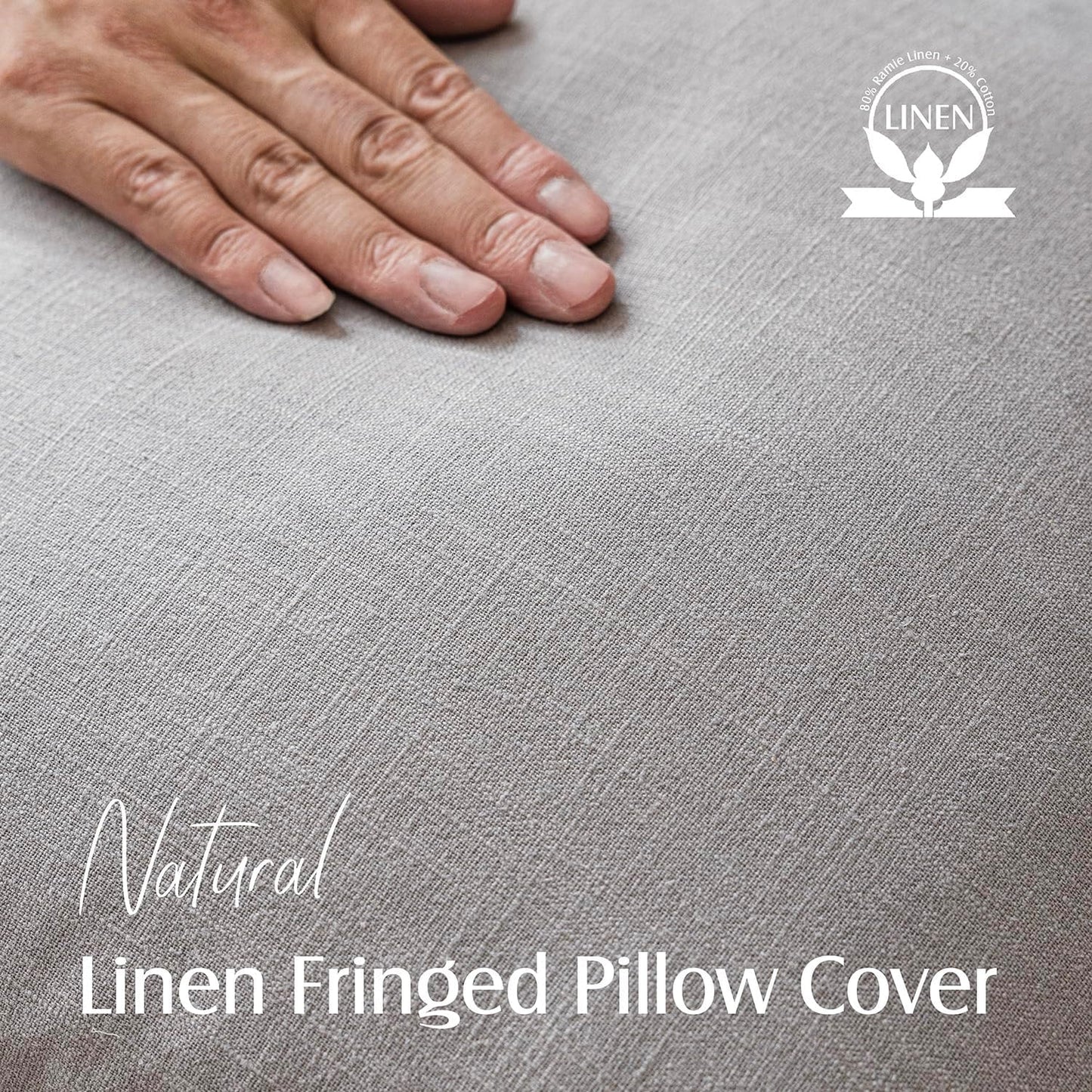 Foindtower Decorative Linen Fringe Lumbar Throw Pillow Covers Cozy Boho Farmhouse Cushion Cover with Tassel Accent Pillowcase for Sofa Bed Living Room Home Decor, 12×20 Inch, 1PC,Light Rustic Gray