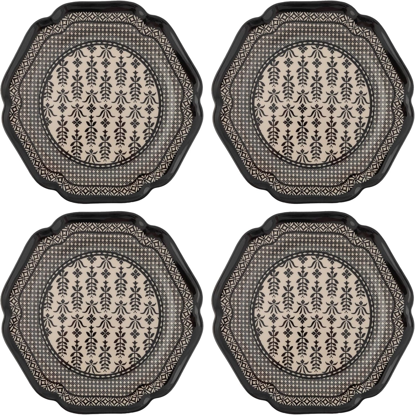 Karma, 10.75 inches Melamine Dinner Plates Set of 4, Reusable Dishwasher Safe Plates for Outdoor and Indoor, Nightingale