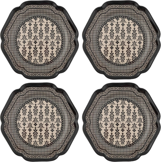 Karma, 10.75 inches Melamine Dinner Plates Set of 4, Reusable Dishwasher Safe Plates for Outdoor and Indoor, Nightingale