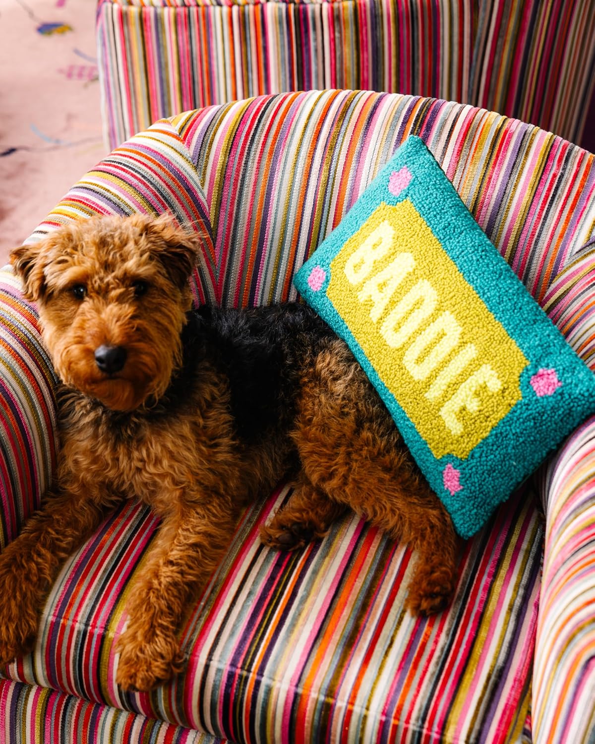 FURBISH Hook Decorative Throw Pillow - Baddie - 9"x16" - Small Embroidered Designer Pillow for Living Room, Couch, Sofa, Chair & Bed - Eclectic Home Decor