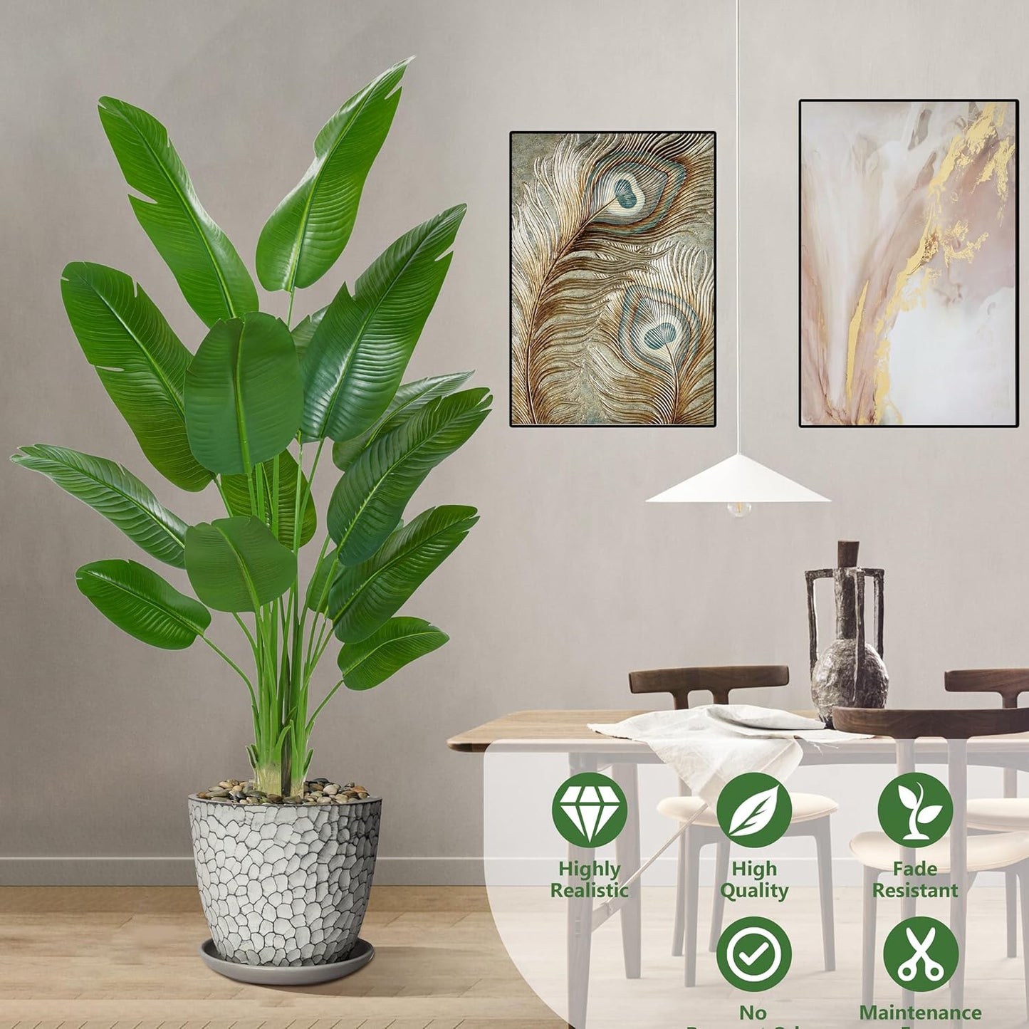 Bird of Paradise Artificial Tree, 7Ft Tall Faux Plant, Fake Banana Leaf Plant Indoor, Faux Palm Tree Faux Floor Plants Tropical Tree in Pot, Present for Friend Housewarming Decor