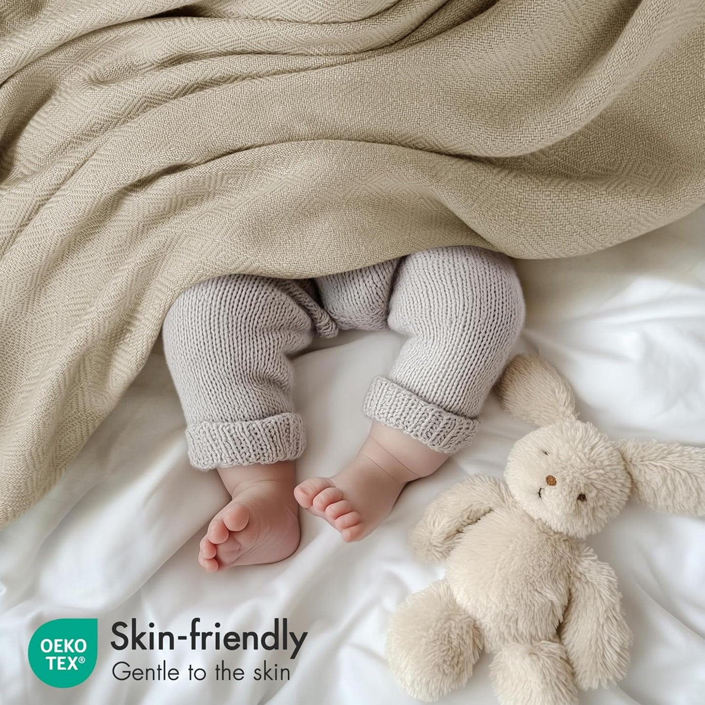 Madison Park Queen Size Blanket, 70% Rayon Bamboo-Based, 30% Cotton, Breathable for Hot Sleepers Menopause, Ultra Soft and Snag-Resistant, Summer Blanket for Bed or Couch, Queen 90"x90" Khaki