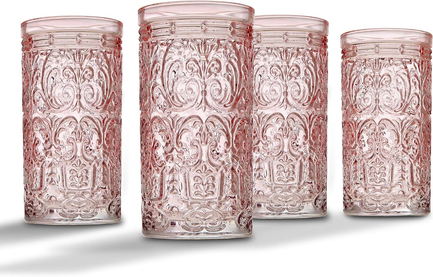 Godinger Jax Highball Beverage Glass Cup Pink - Set of 4