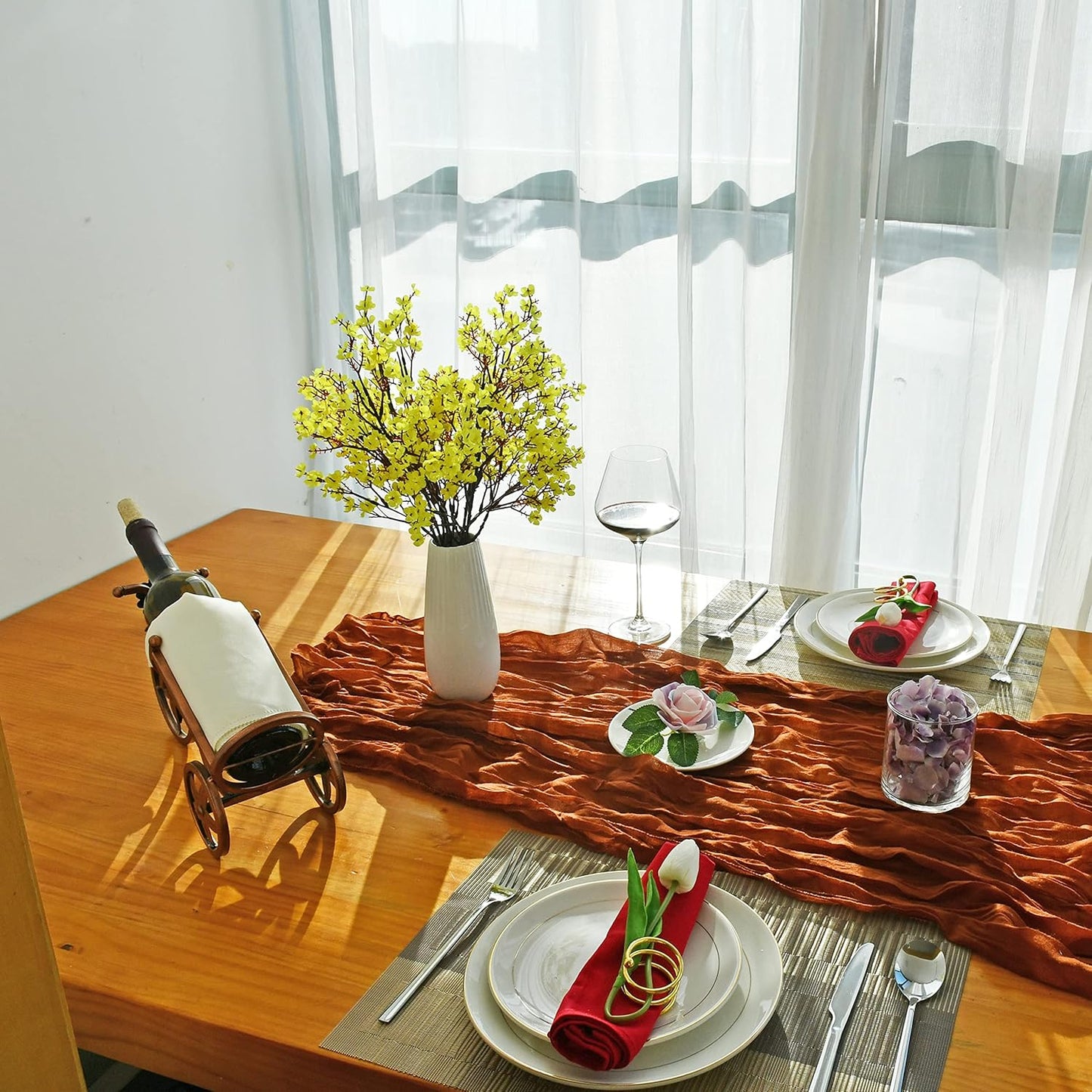 Mandy's Yellow Artificial Baby’s Breath Flowers 6 Bundles Silk Gypsophila with Bendable Stems for Fall Centerpiece Wedding Decor and Table Arrangements