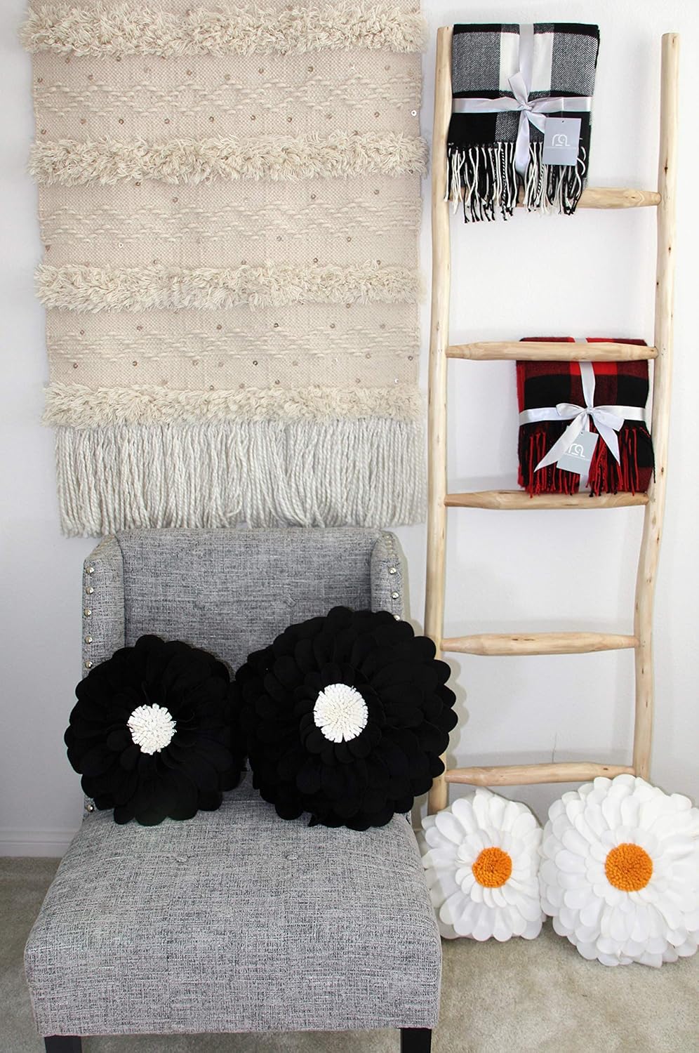 Decorative Flower Pillows – 3D Happy Daisy Flower Throw Pillow - Flower Shape Design Patented-Flower Shaped Pillow For Home Décor – Round Throw Pillows Soft & Cozy - Couch & Bed Flower Shape Pillow