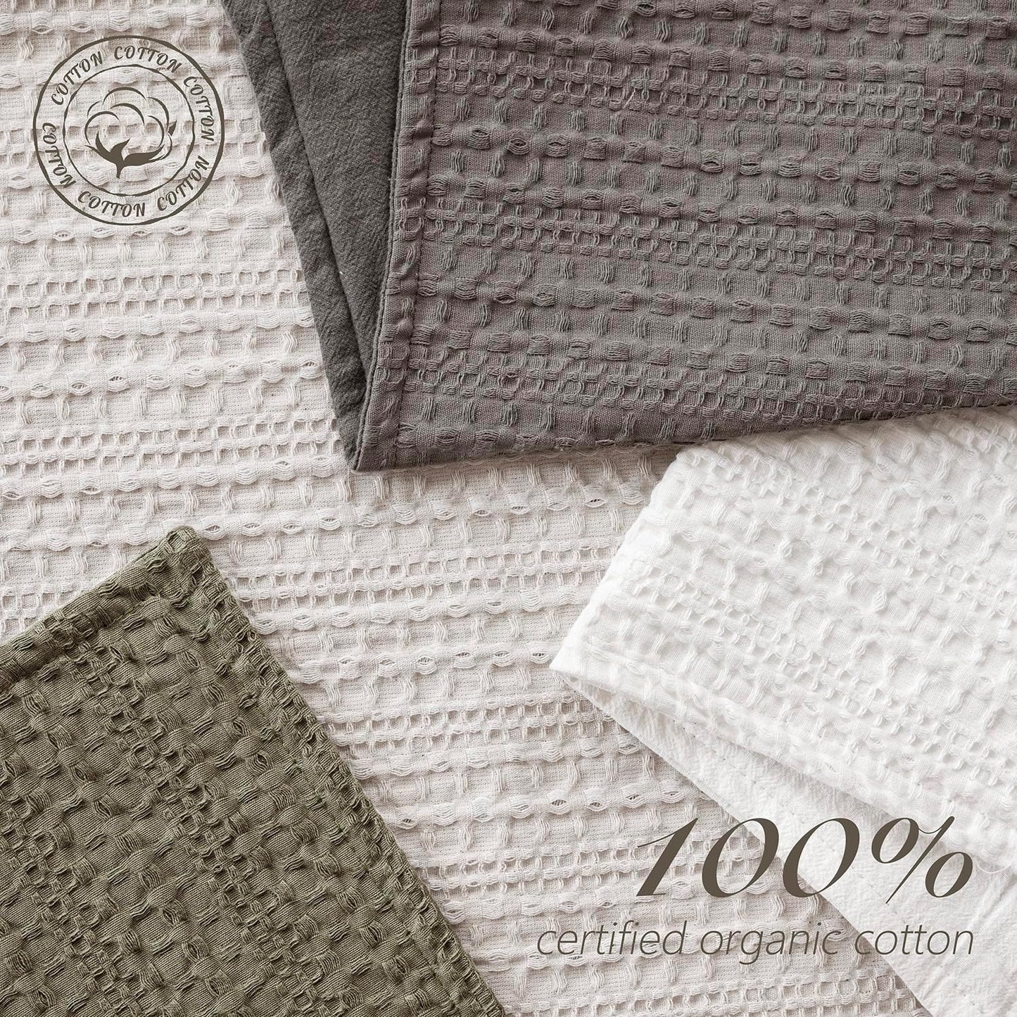 Foindtower Set of 2 Decorative Cotton Waffle Weave Throw Pillow Covers Euro Shams Cushion Covers Accent European Pillowcase for Bed Couch Sofa Bedroom Living Room Home Decor 22×22 Inch Taupe Gray