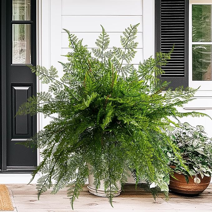 4PCS Lifelike Fake Fern Plants UV Resistant Artificial Boston Ferns for Outdoor Indoor Large Fake Greenery Plants No Wither for Front Porch Garden Window Home Decoration