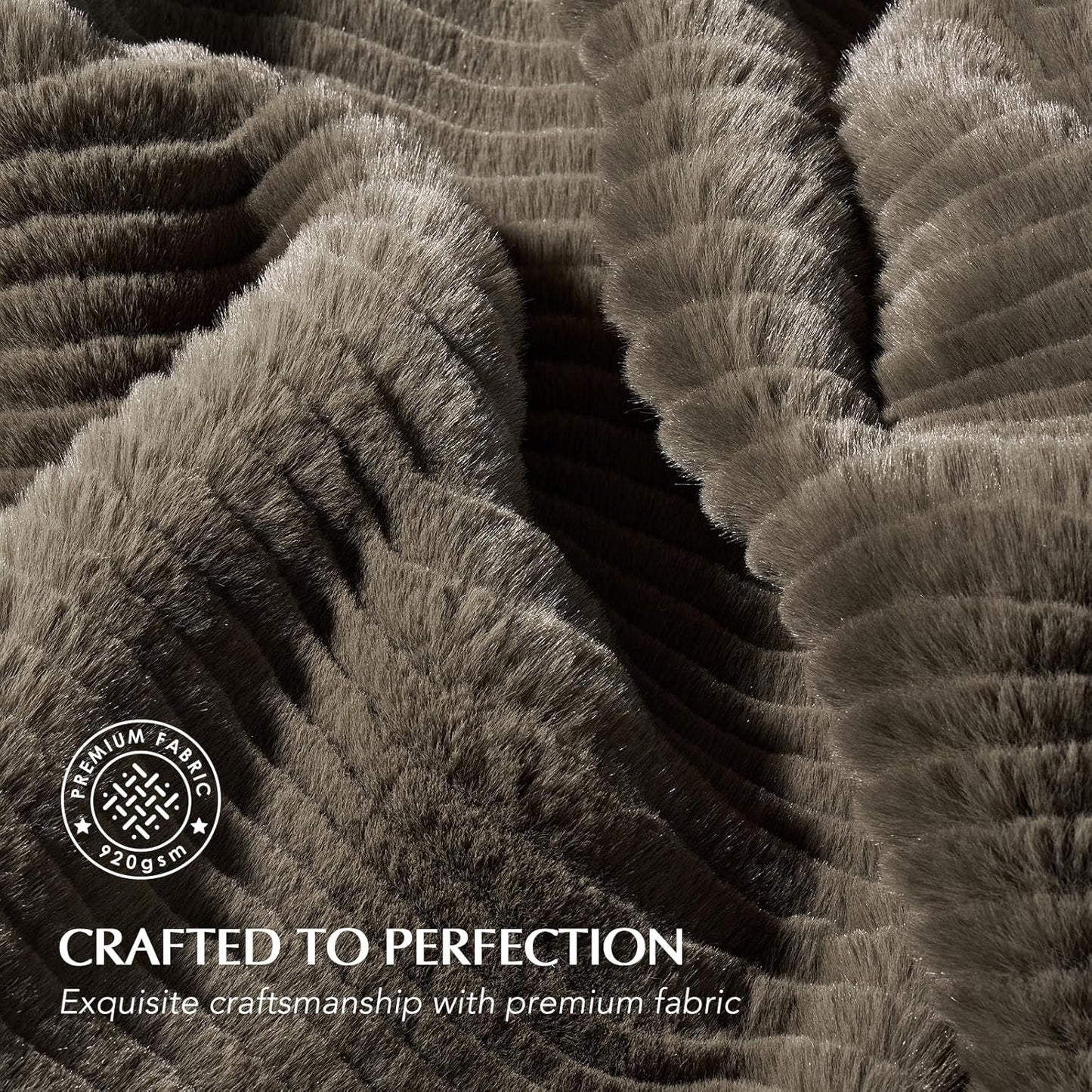 EVERGRACEHOME Ultra Soft Faux Fur Throw Blanket for Couch, Luxury Sculpted Texture Faux Rabbit Fur Blanket for Bed, Fluffy Thick Plush Warm Fuzzy Throw, 920GSM (Dark Taupe, 50''x60'')