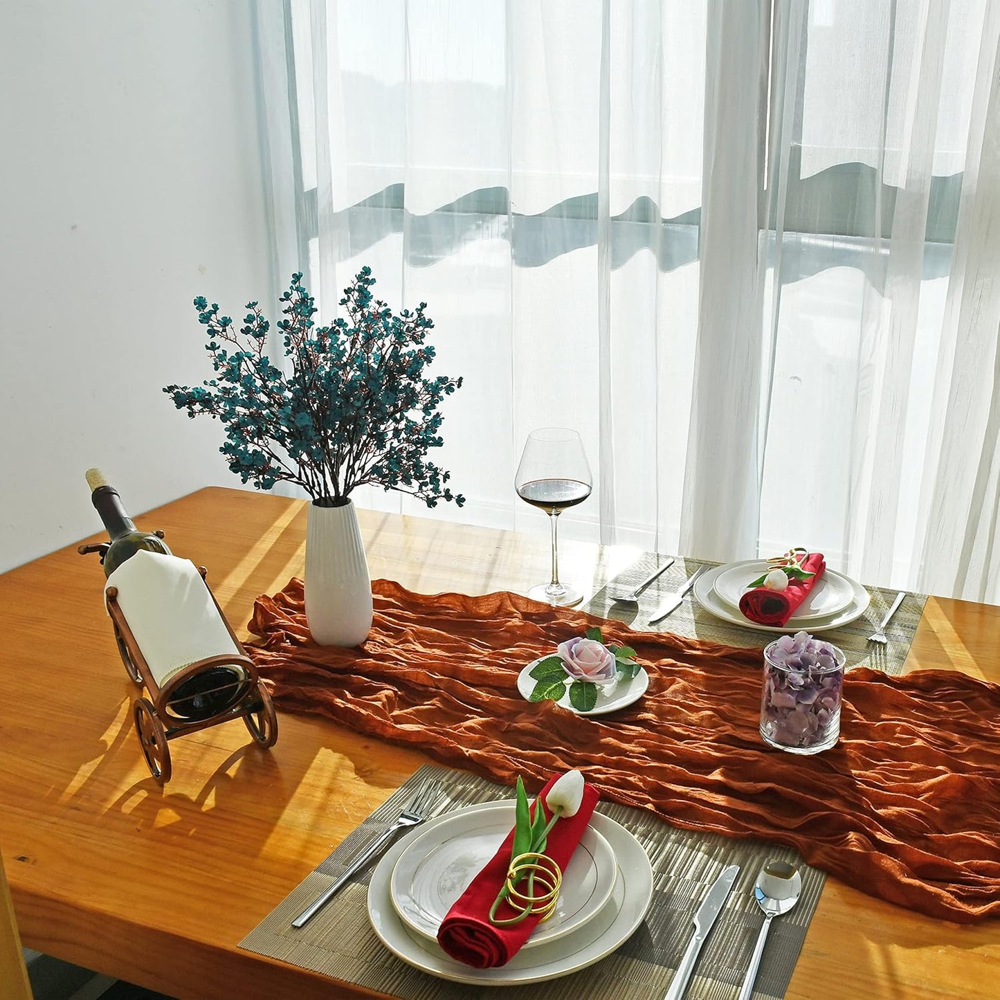 Mandy's Teal Artificial Baby’s Breath Flowers 6 Bundles Silk Gypsophila with Bendable Stems for Fall Centerpiece Wedding Decor and Table Arrangements