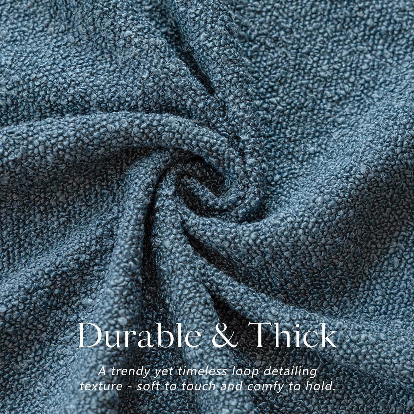 Foindtower Decorative Textured Boucle Throw Pillow Covers Accent Solid Pillow Cases Neutral Soft Cozy Couch Cushion Case for Chair Sofa Bedroom Living Room Home Decor 24 x 24 Inch,Blue