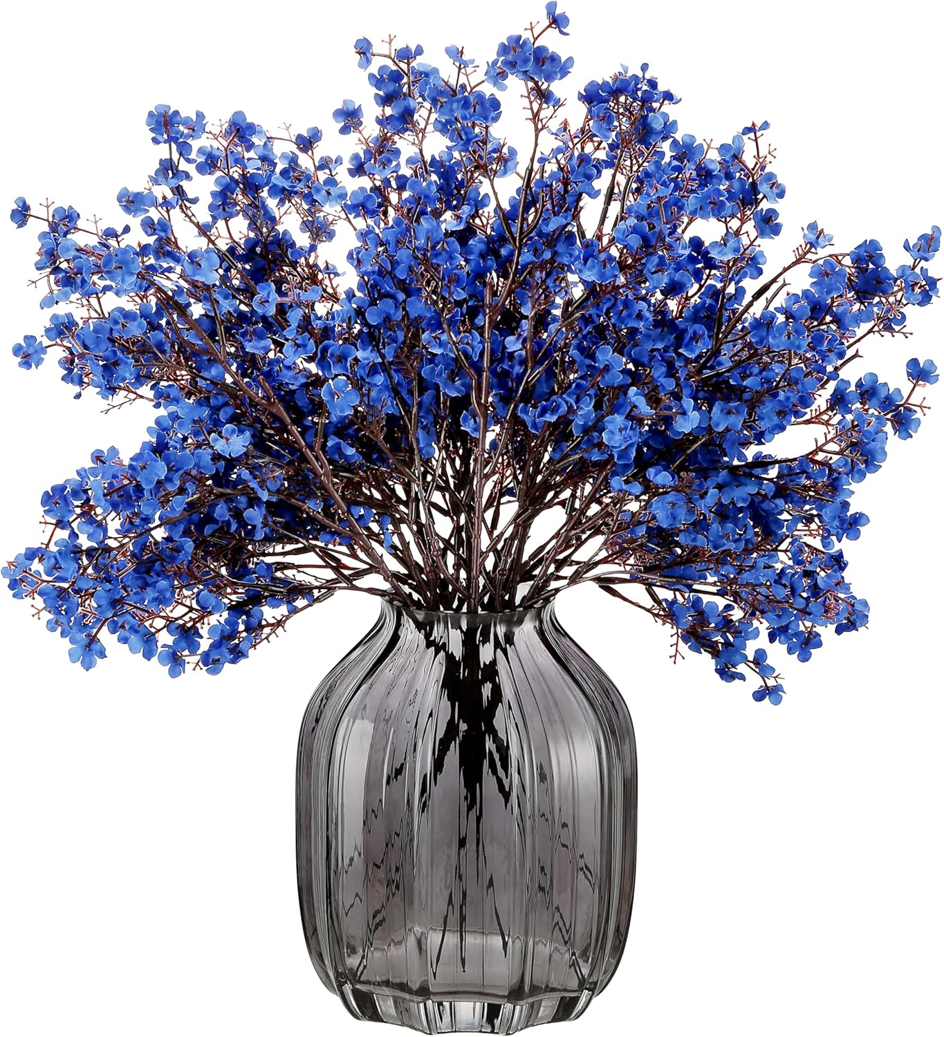 JAKY-Global Real Babys Breath Artificial Flowers Dark Blue 12 Bundle Vase Filler European Fake Silk Plants Decor Dresser Wedding Party Decoration Bouquets DIY Home Garden