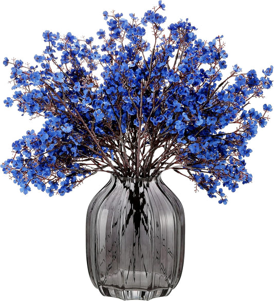 JAKY-Global Real Babys Breath Artificial Flowers Dark Blue 12 Bundle Vase Filler European Fake Silk Plants Decor Dresser Wedding Party Decoration Bouquets DIY Home Garden