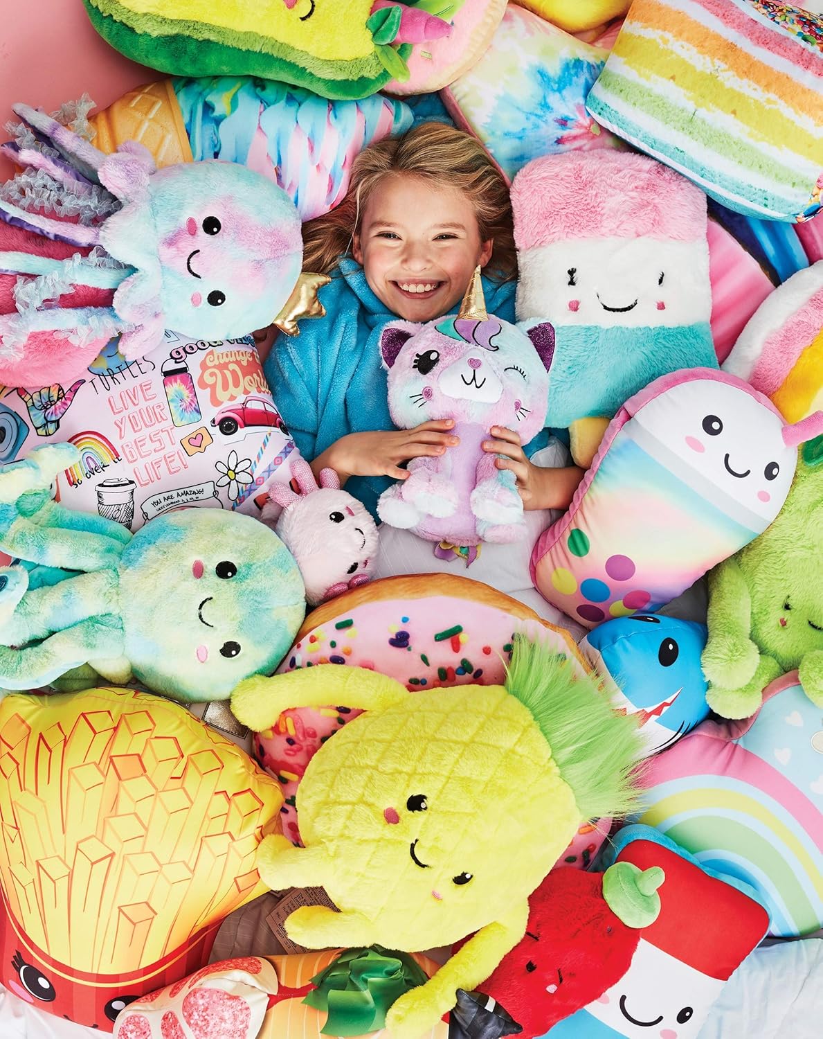 iscream Furry Plush Waffle Cone Heart Shaped 12.5" x 12" Accent Pillow