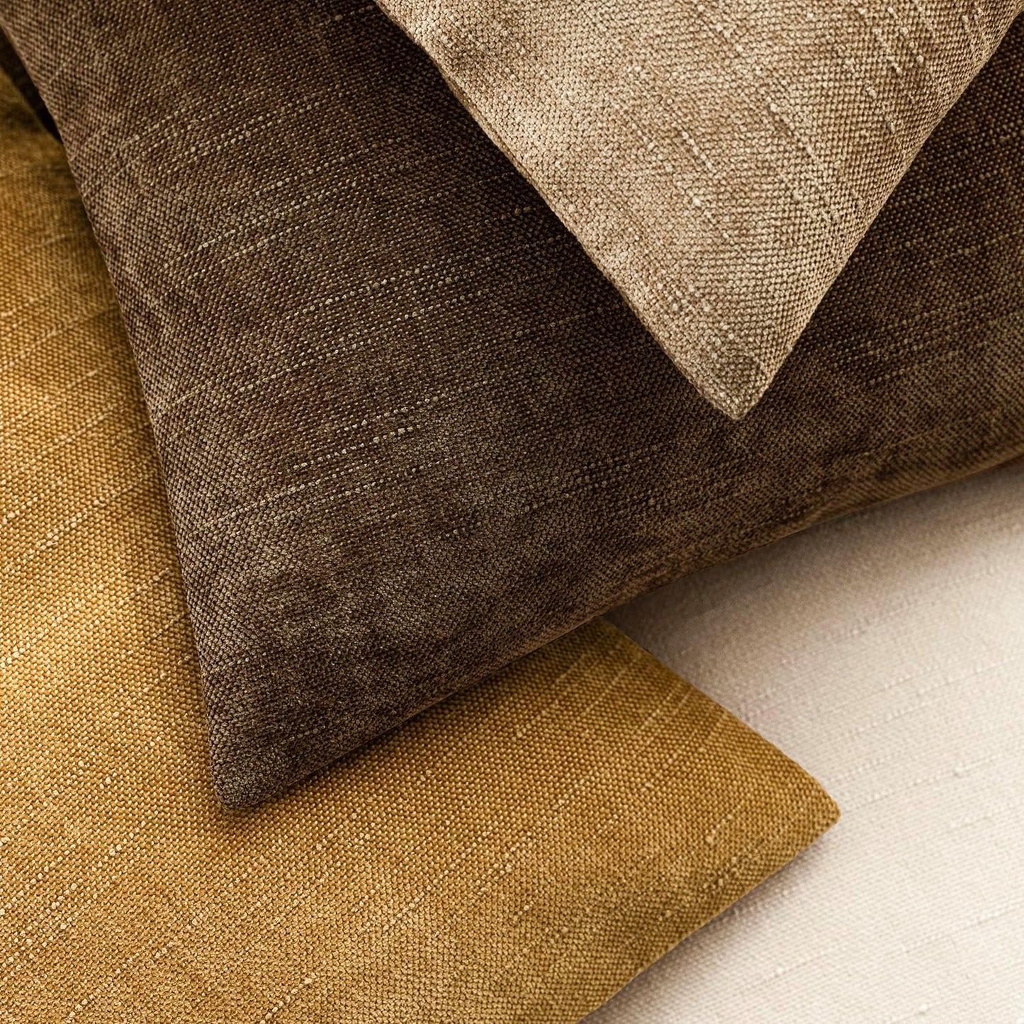 Foindtower Pack of 2 Soft Textured Chenille Throw Decorative Pillow Covers Square Accent Solid Cushion Cover Neutral Farmhouse Pillow Case for Couch Sofa Bedroom Living Room 22x22 Inch,Taupe Brown