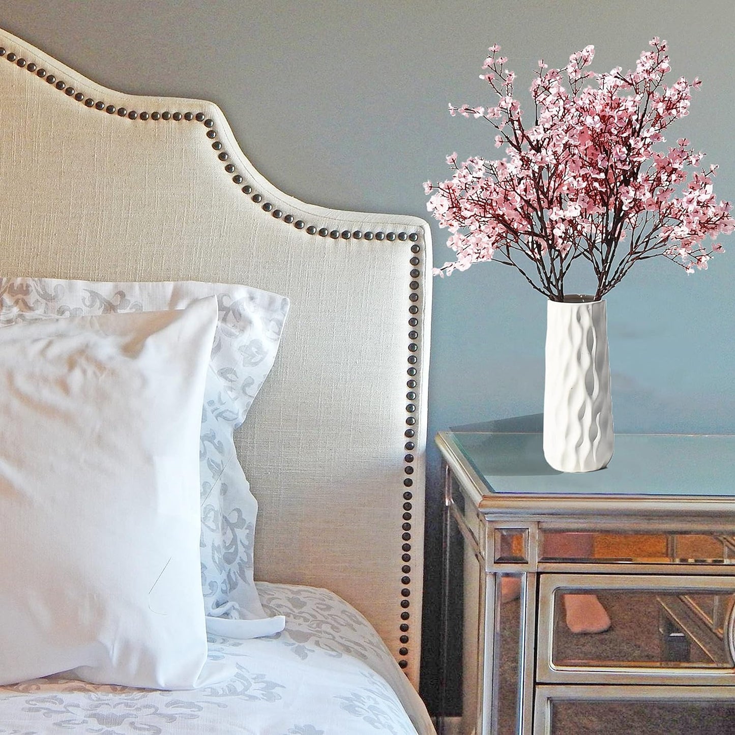 Mandy's Light Pink Artificial Baby’s Breath Flowers 6 Bundles Silk Gypsophila with Bendable Stems for Fall Centerpiece Wedding Decor and Table Arrangements