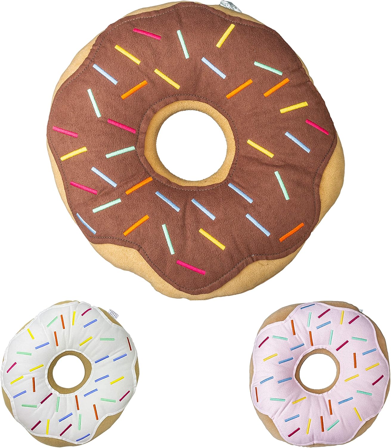 MABEL HOME Throw Pillow 14", Donut, 3D Digital Print Decorative Comfortable Soft Plush Funny Food Shaped Pillow, Seat Pad Cushion for Couch, Chair, Floor, Sofa (Chocolate)