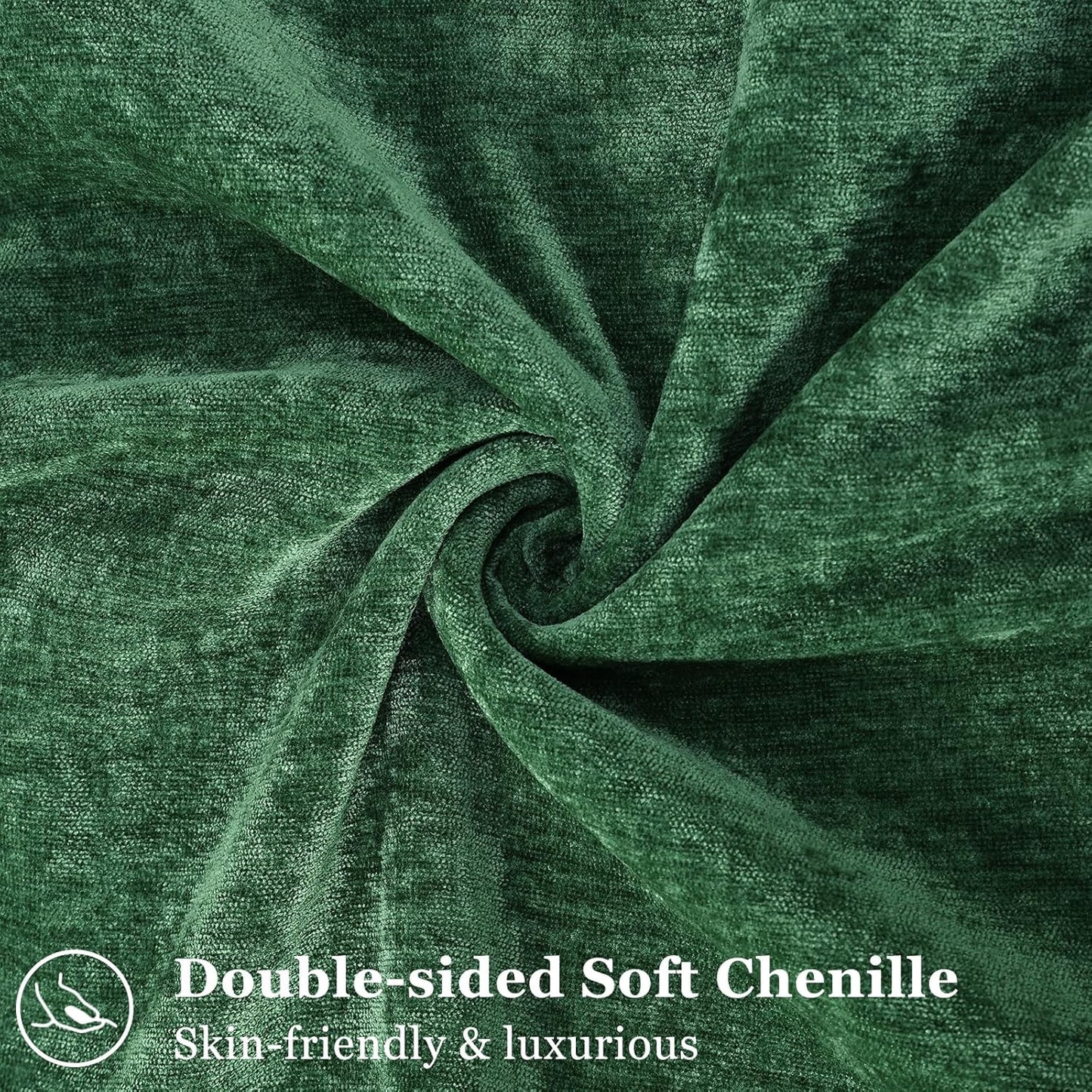 decorUhome Christmas Couch Throw Pillow Covers 20x20 Set of 2, Decorative Soft Euro Neutral Chenille Pillow Covers with Elegant Design for Sofa Bed Living Room Home Decor, Green