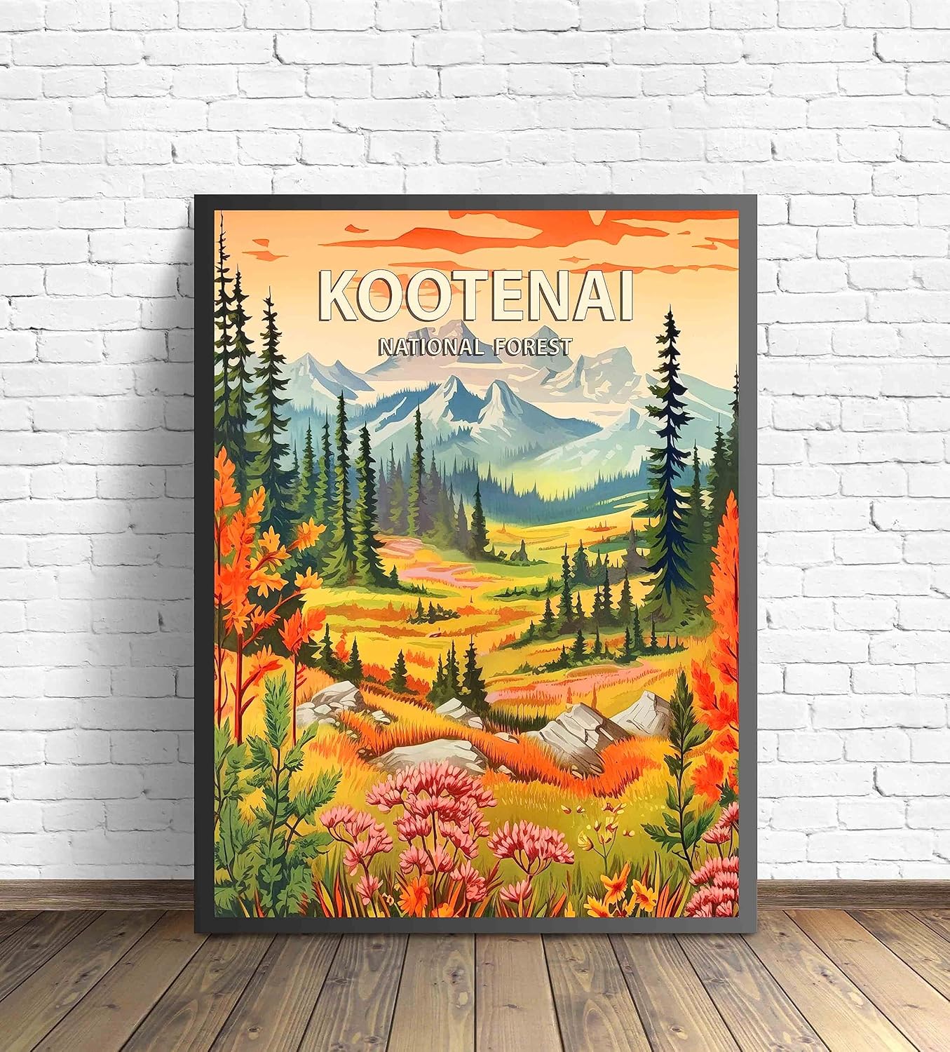 Kootenai National Forest Poster Art Print Retro Mountain Wall Art Poster Vintage Decor Nature Recreation Wilderness Wildlife Decoration, Outdoor Adventure Scenic Beauty Artwork. (Kootenai National