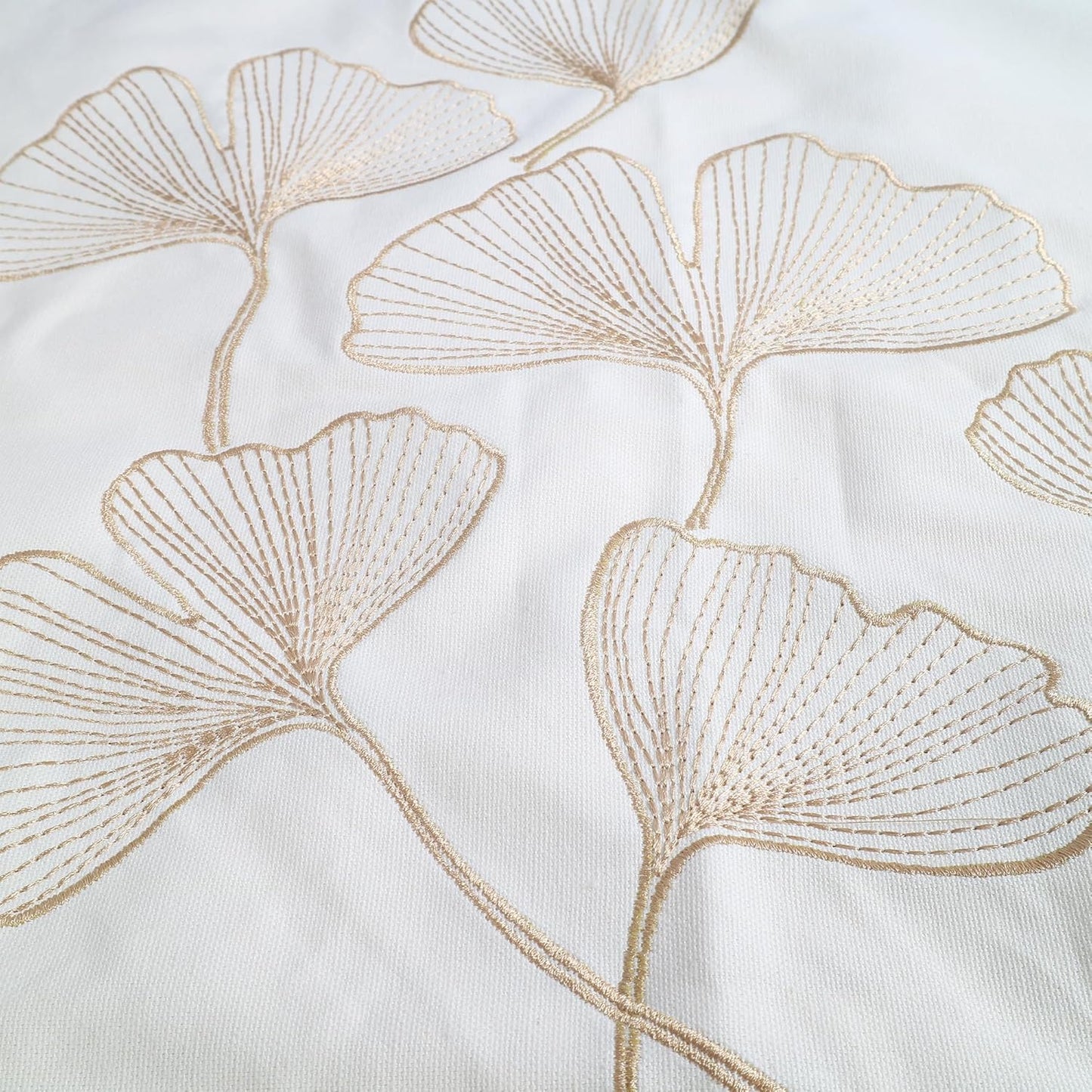 Embroidery Throw Pillow Covers 18x18 Fine Thread Golden Ginkgo Leaves Home Decor Floor Pillow Cover for Couch 100% Cotton Cushion Cover Embroidered Throw Pillow Case 45x45cm, 2 Pieces
