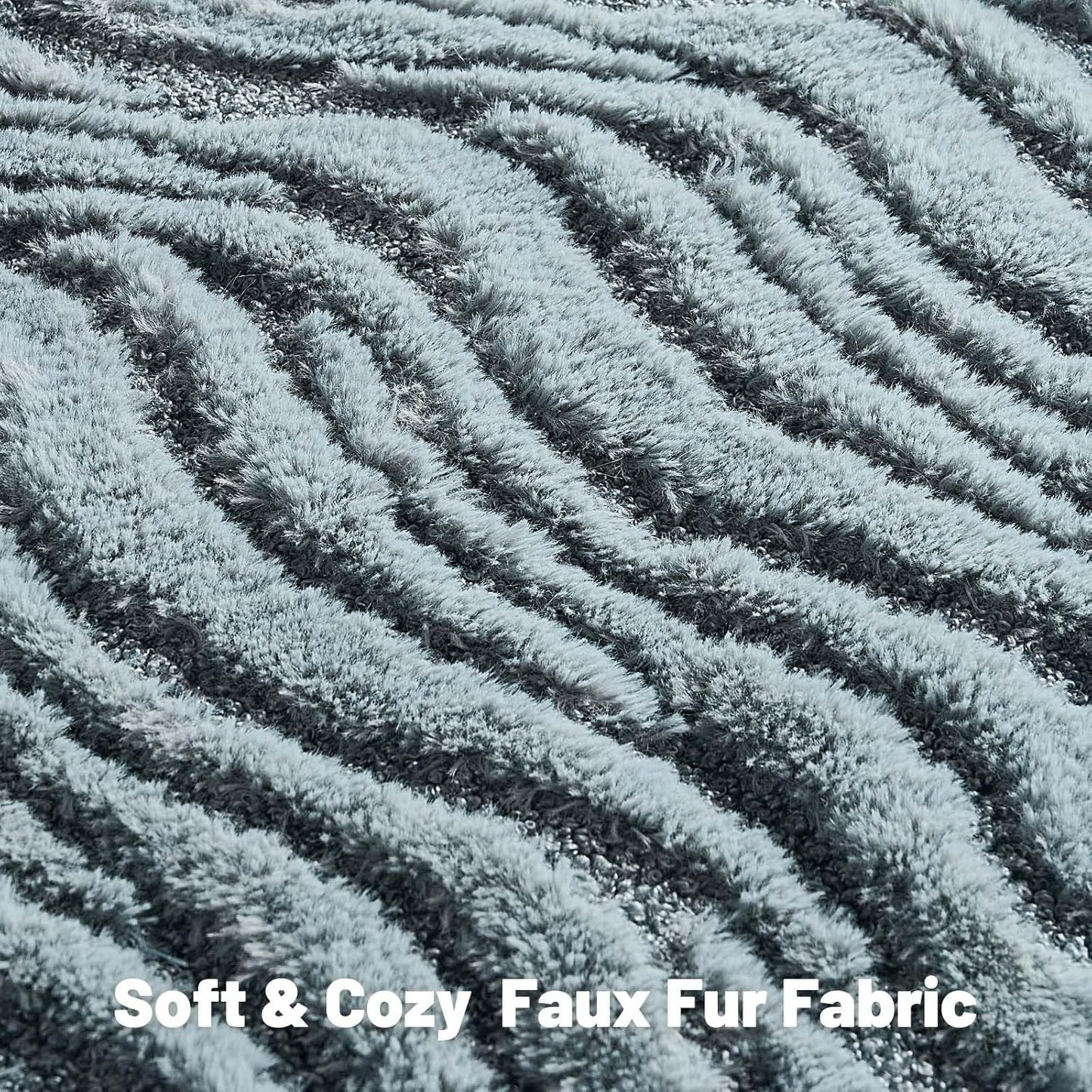 FUTEI Blue Decorative Throw Pillow Covers 20x20 Inch Set of 2,Soft Faux Fur Geometric Shapes Texture Cushion Case,Boho Home Decor for Couch Bed Living Room