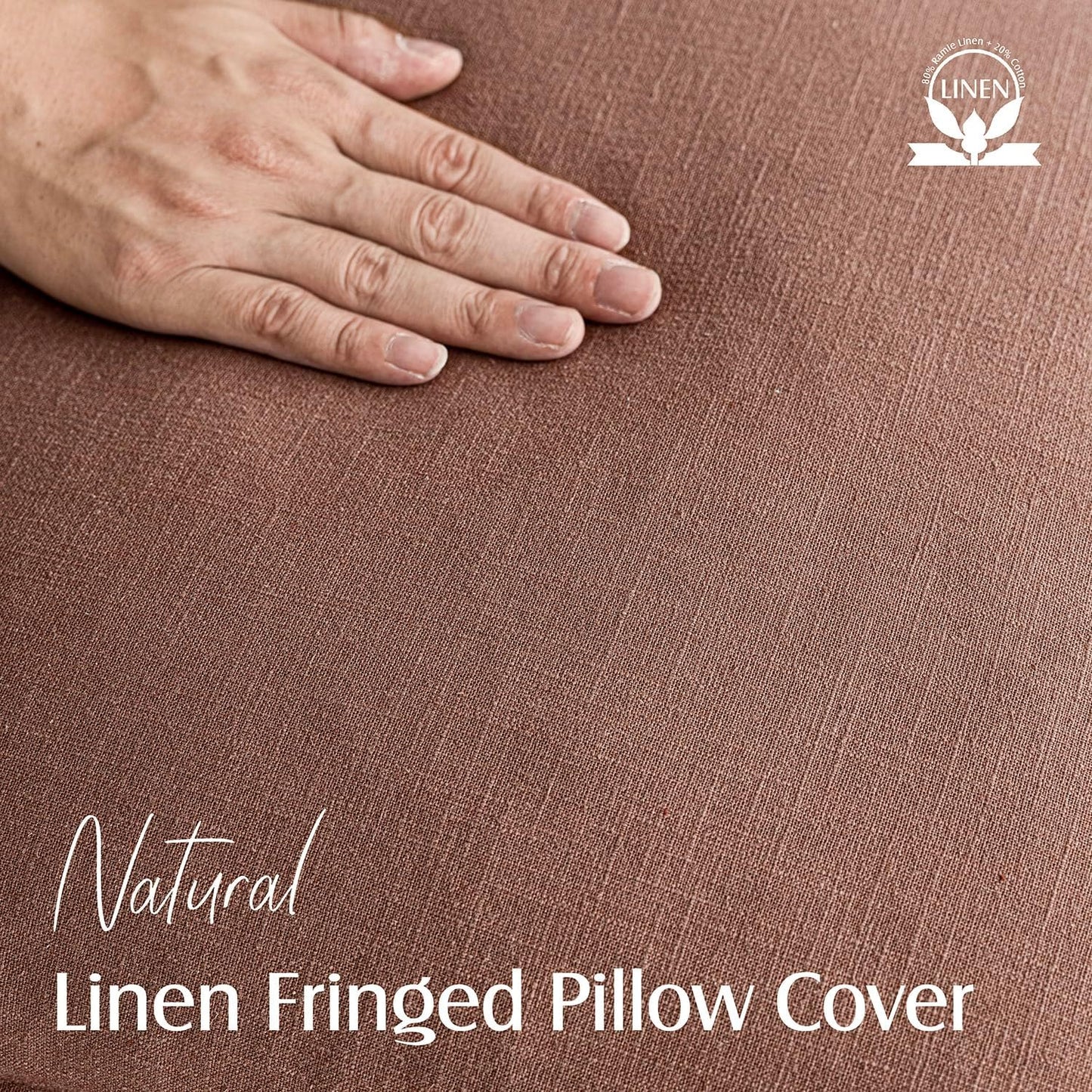 Foindtower Decorative Linen Fringe Throw Pillow Covers Cozy Boho Farmhouse Cushion Cover with Tassel Soft Accent Pillowcase for Chair Sofa Bed Living Room Home Decor, 20×20 Inch, 1PC, Rust