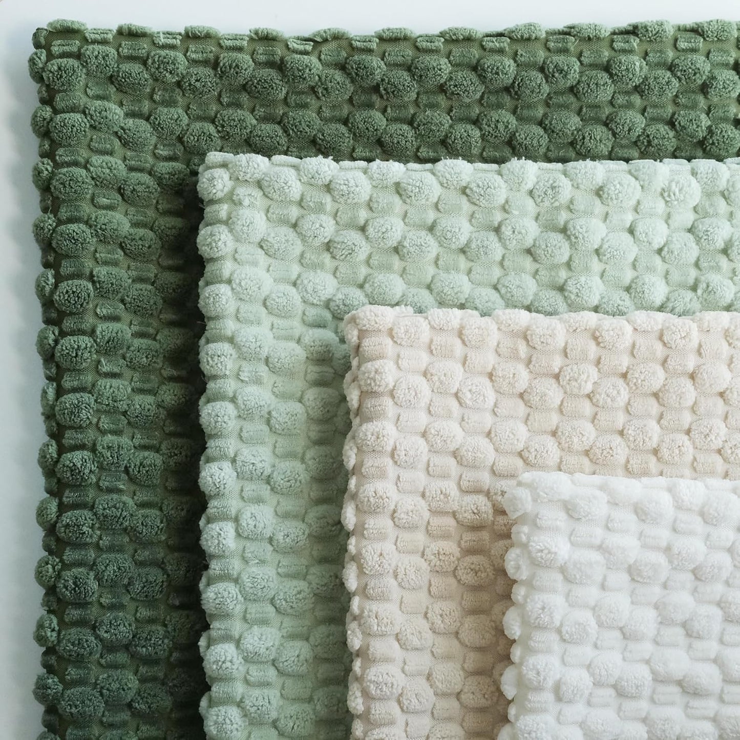 JOJUSIS Pack of 4 Spring Decorative Throw Pillow Covers Farmhouse Boho Home Decor Striped Corduroy Square Pillowcases 20 x 20 Inch Green