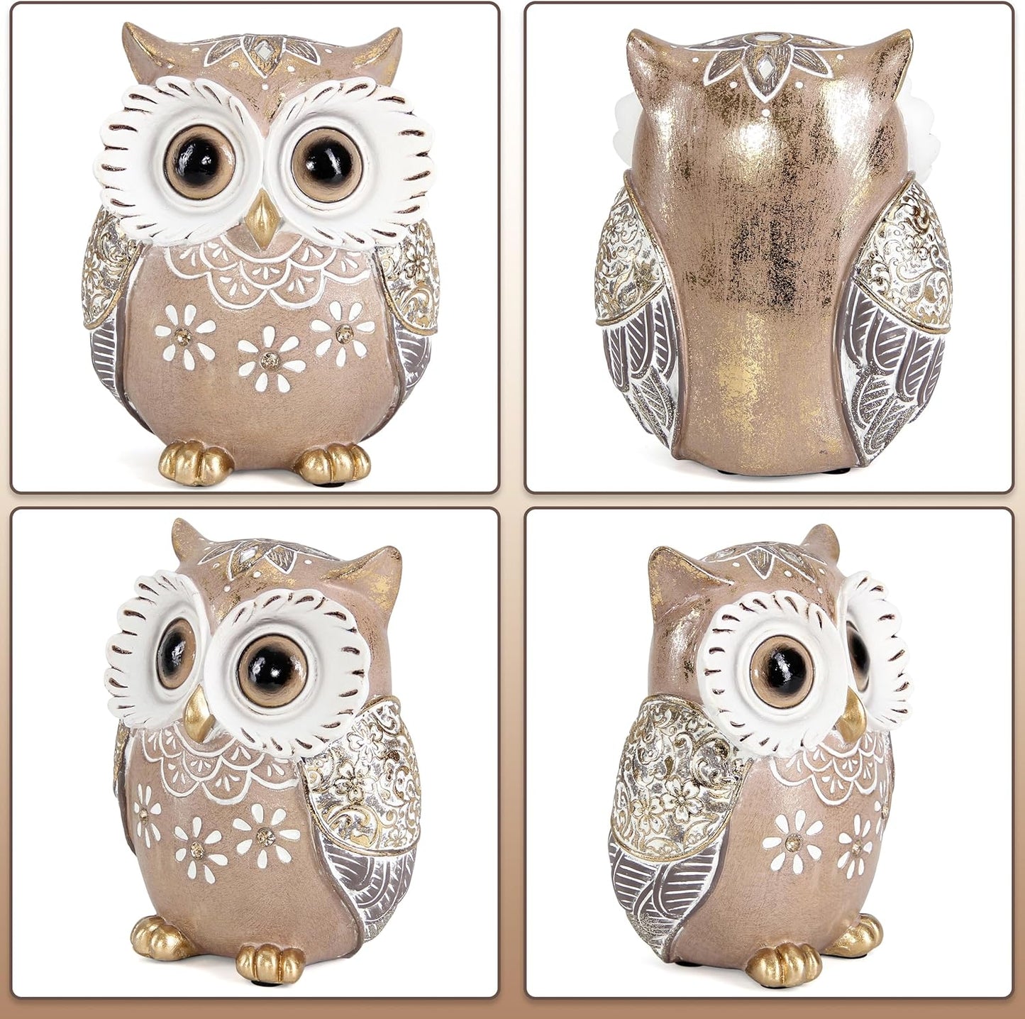 Leekung Owl Figurine Home Decor,Owl Statues and Sculptures for Shelf Decor Accents,Boho Owls Decorations for Bookshelf Bedroom Living Room Office Table Decor,Animal Gifts for Bird Lovers Women