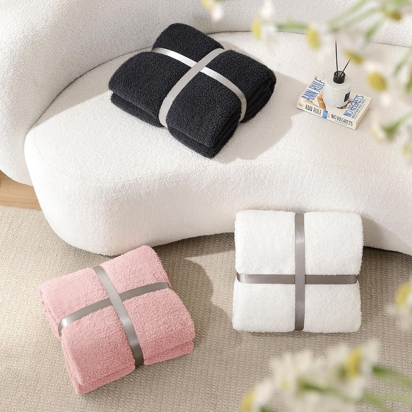 Knit Throw Blanket Super Soft Warm Blanket for Couch Lightweight Cozy Blanket for Bed Sofa 50x60 Inches Pink