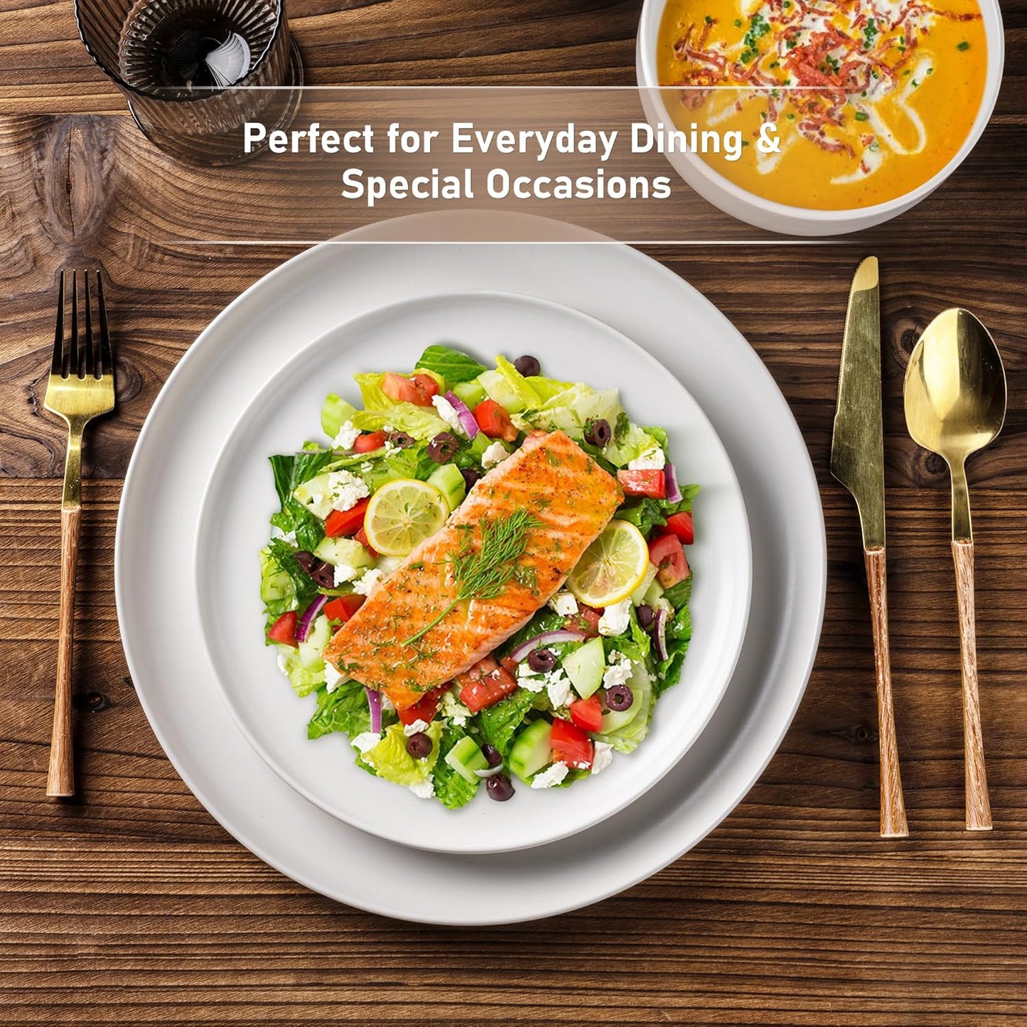 LERATIO Stoneware Dinnerware Sets for 4,Handcarft Ceramic Plates and Bowls Sets,Chip and Scratch Resistant Dishes, Dishwasher & Microwave Safe, Oven safe,Reactive Glaze-White