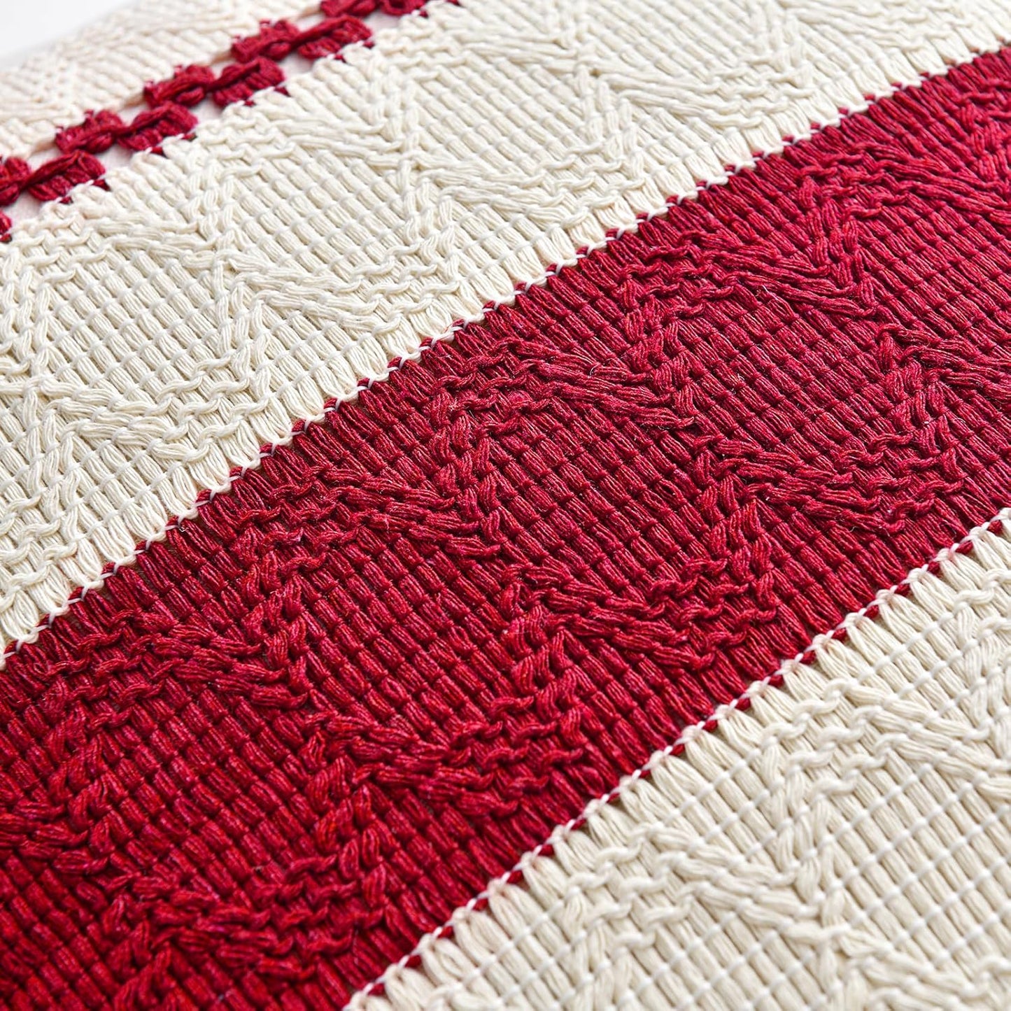 Fancy Homi Set of 2 Boho Red Lumbar Decorative Throw Pillow Cover 12x20 Inch for Couch Bed Sofa Chair, Modern Organic Farmhouse Home Decor, Soft Cotton Cute Accent Rectangle Cushion Case