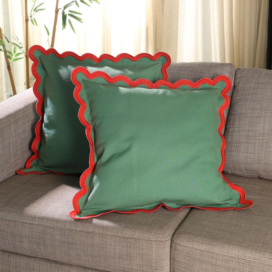 Folkulture Throw Pillow Covers for Couch | (18 x 18) Decorative Couch Pillows for Living Room | 100% Cotton Boho Pillow Case or Cute Outdoor Pillows | Farmhouse Accent Pillow Covers (Mistletoe)