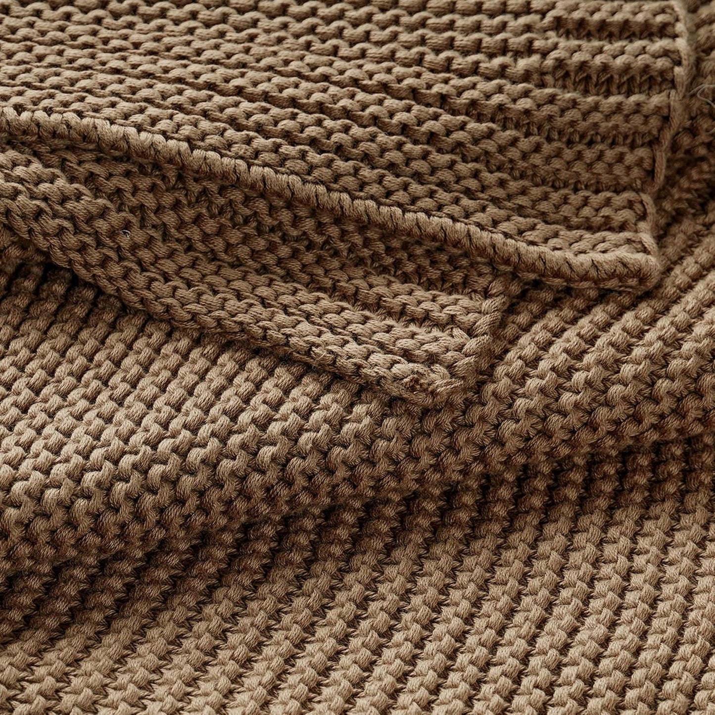 MakeMake Organics Organic Cotton Throw Blanket GOTS Certified Organic Knit Blanket Couch Bed Neutral Fall Colors Soft Cotton Throw Blanket Large (50x60, Brown)