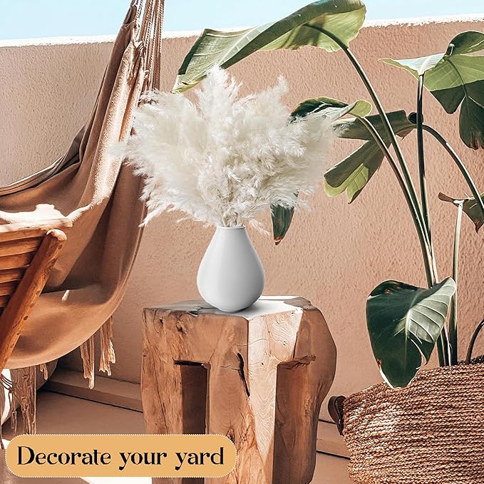 40PCS White Pampas Grass for Home Decor - Elegant Boho Decor - Premium Quality Pampas Grass Stems - Perfect for House, Nursery, Western, Wedding, Table, and Bohemian Decor