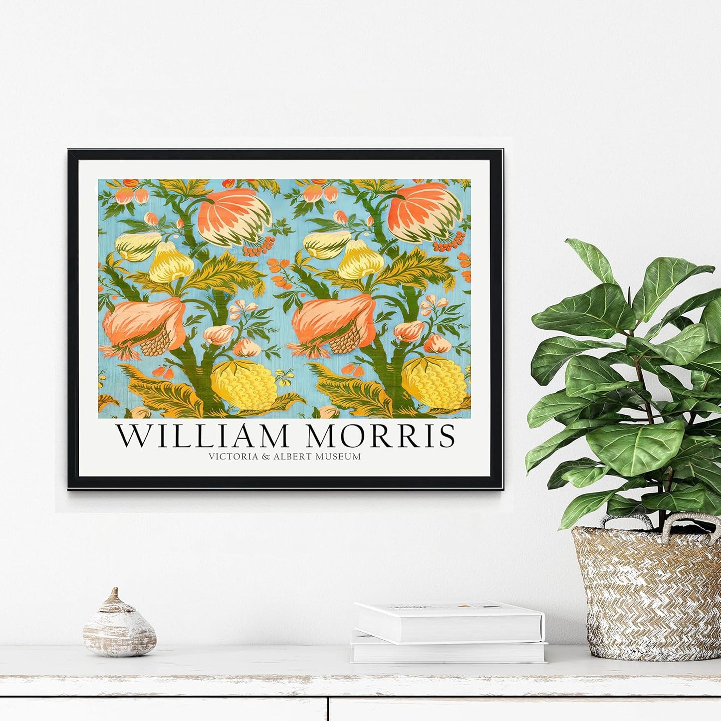 HomeArtPrint William Morris 26, 16x20 Inch Framed Art Print, Vintage Flowers Decor for Living Room, Bedroom, Office