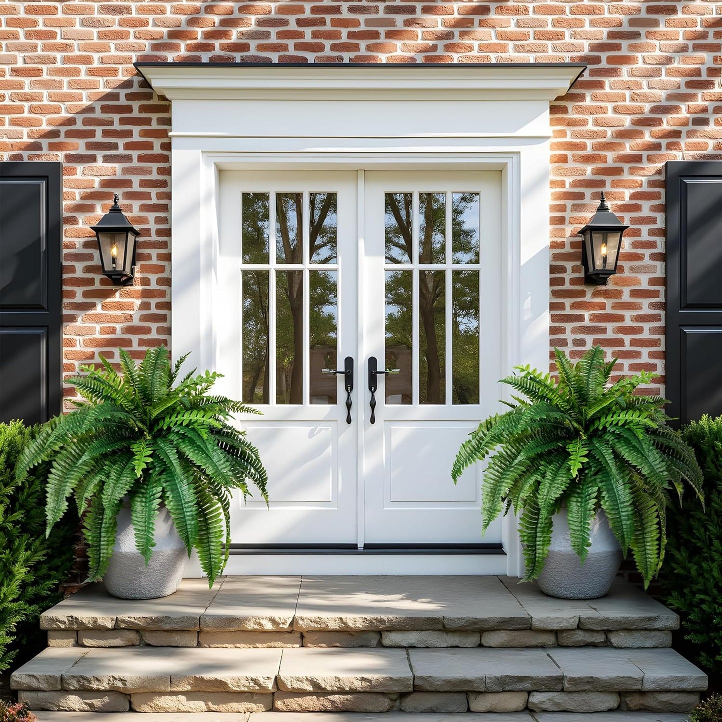 Fake Ferns 2Pack Artificial Ferns for Outdoors 25.6In Large Faux Ferns UV Resistance for Outdoor Large Planter Realistic Artificial Boston Fern Plants for Garden Balcony Terrace Decor 38Leaves