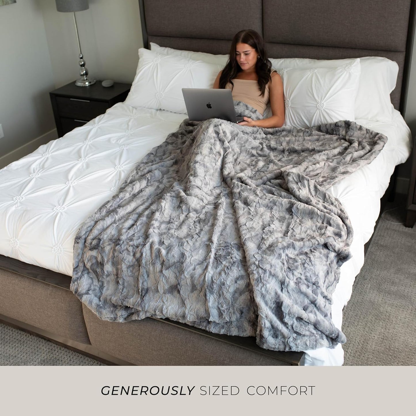 GRACED SOFT LUXURIES Oversized Throw Blanket Living Room Decor Softest Warm Elegant Aesthetic Comfy Cozy Faux Fur for Home, Couch, Sofa, Bed, Chair (XL 60" x 80", Marbled Gray)