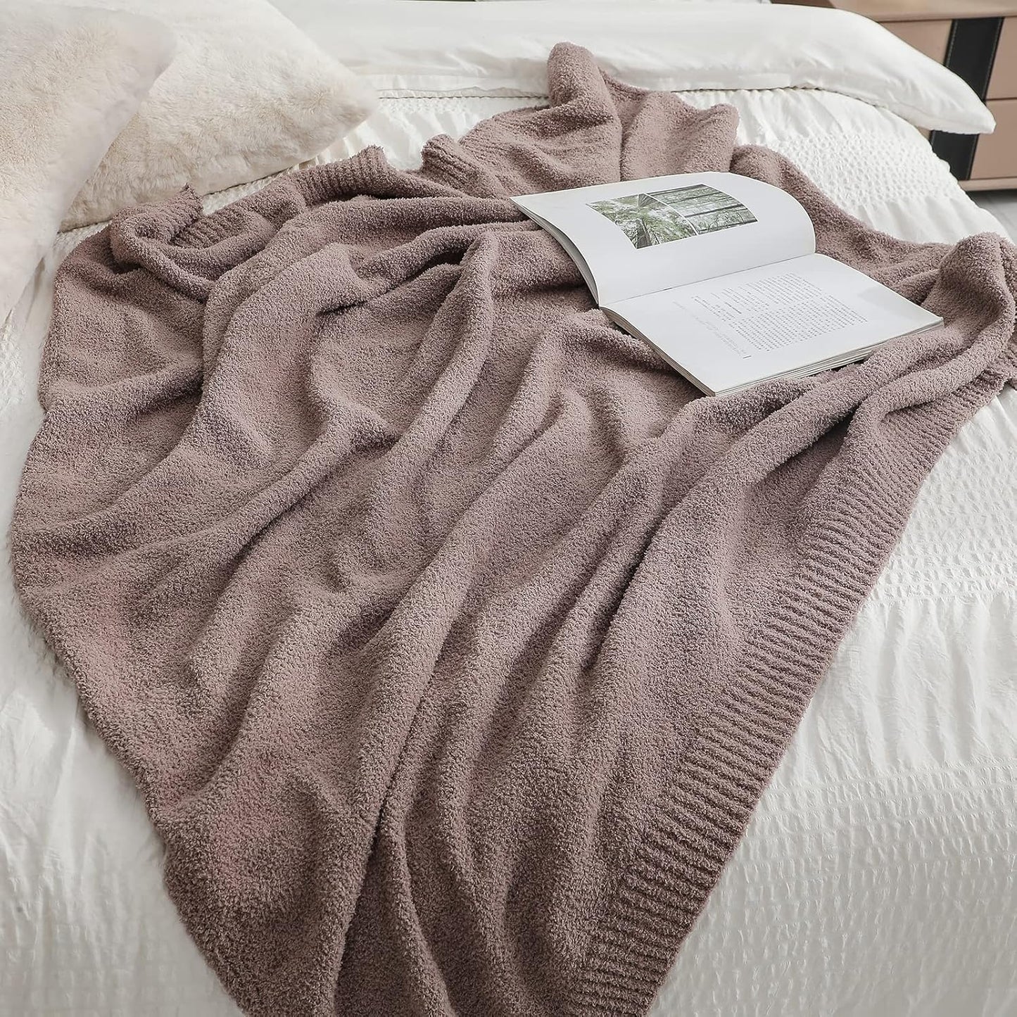 bearberry Super Soft Fluffy Throw Blanket Lightweight Cozy Warm Bed Blankets for Couch Bed Sofa All Season (Rose Taupe, 60”x80”)